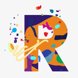艺术彩色字母R矢量图素材