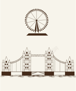 素描世界著名建筑伦敦大桥旅游海报背景矢量图海报