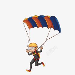 卡通男孩跳伞运动素材