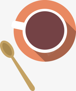 一杯褐色咖啡与勺子矢量图素材