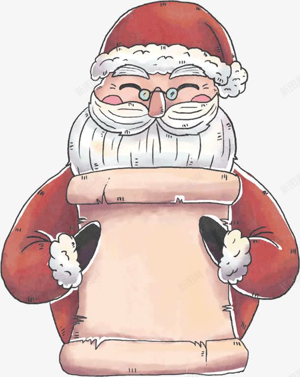 手拿单子的圣诞老人png免抠素材_88icon https://88icon.com 创意 卡通手绘 圣诞老人 水彩 白胡子老人 礼物单 高兴