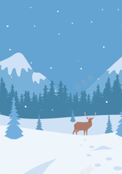 山脉季节雪山麋鹿背景模版矢量图高清图片