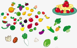 元素可爱的水果和蔬菜矢量图素材