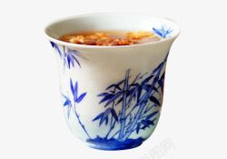 中国古典青花瓷竹叶茶具茶杯素材