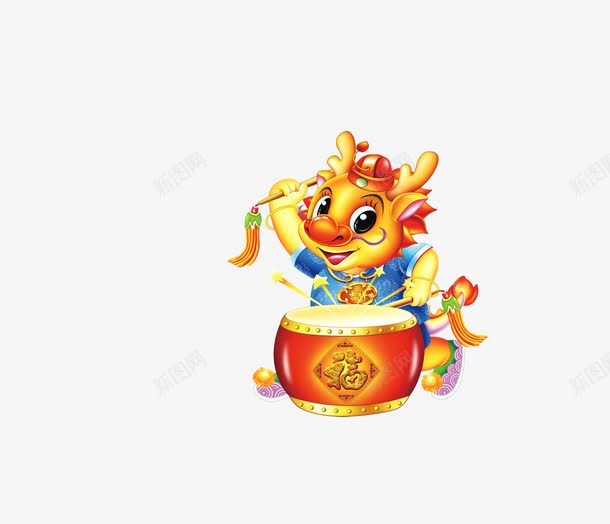 新年psd免抠素材_88icon https://88icon.com 卡通 敲鼓 新年 马