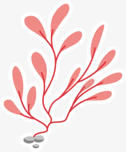 藻类植物树叶卡通粉色藻类高清图片