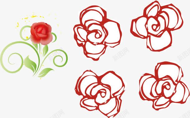 爱心花卡通彩色玫瑰花图标图标