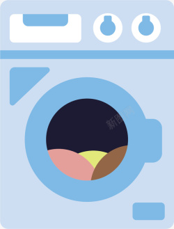 洗衣机符号蓝色卡通洗衣房矢量图高清图片