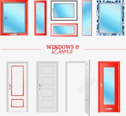 手绘窗户玻璃和门框素材