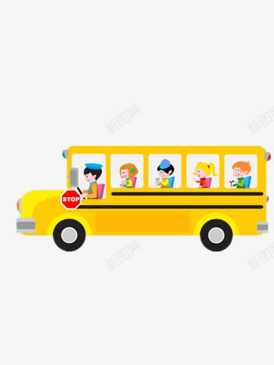 校车排排坐png免抠素材_88icon https://88icon.com 卡通 卡通元素 小孩 校车 装饰图案