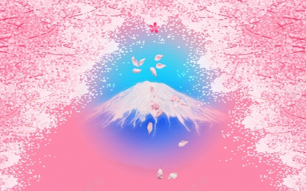 手绘樱花节日本旅游海报背景模板背景