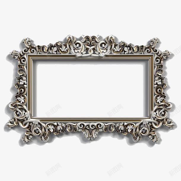 银金色相框png免抠素材_88icon https://88icon.com 圆形 圆形花纹 相框 花瓣 花纹 银色相框 银金色相框