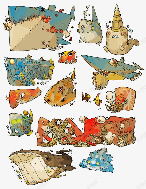 卡通海洋生物png免抠素材_88icon https://88icon.com 儿童插画 八爪鱼 卡通 卡通插画 可爱 童话 鲨鱼 鲸鱼