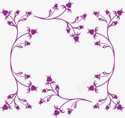 紫色花纹边框素材