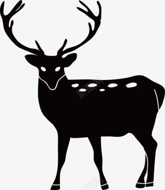 动物扁平化黑色的小鹿剪影矢量图图标图标