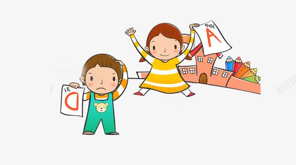 卡通手绘那拿试卷的小朋友png免抠素材_88icon https://88icon.com 卡通 女孩 小朋友 男孩 试卷