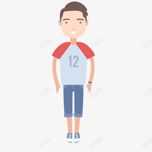 卡通穿运动服的人物矢量图ai免抠素材_88icon https://88icon.com 人物设计 卡通 扁平化 男性 笑容 运动服 矢量图