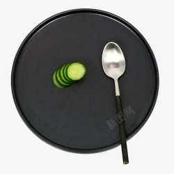 简约勺子黑色勺子简约家用陶瓷盘子高清图片