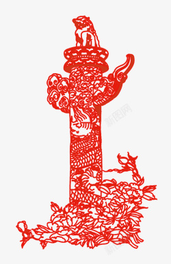 红色中华柱国庆节素材