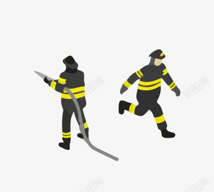 扁平消防人员救人场景矢量图图标图标