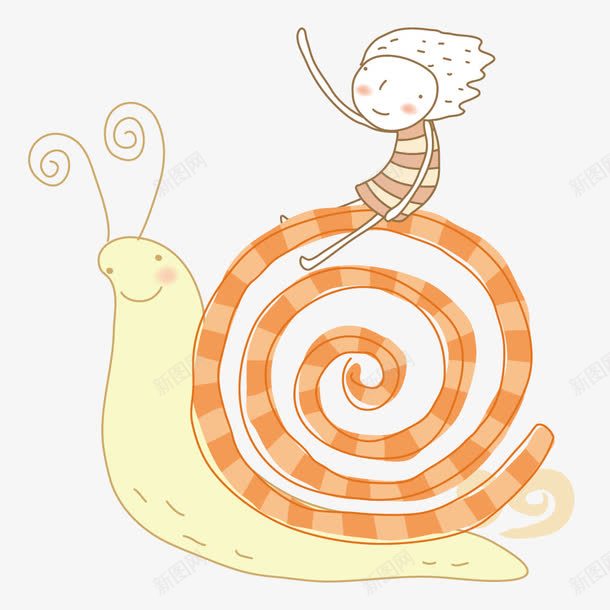 女孩骑着蜗牛矢量图ai免抠素材_88icon https://88icon.com 人物 女孩 插画 蜗牛 矢量图