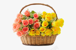 篮子里的黄色玫瑰花素材
