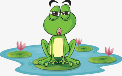 可爱卡通池塘青蛙矢量图素材