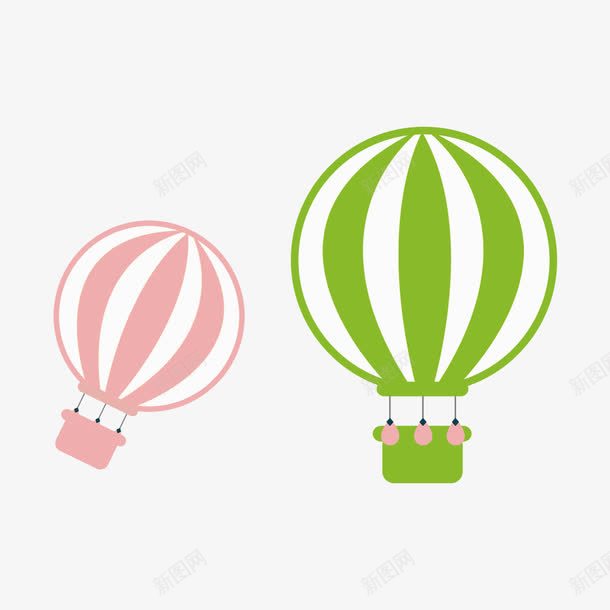 红绿色的热气球png免抠素材_88icon https://88icon.com 手绘 热气球图片 红色热气球 绿色热气球