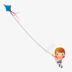 儿童玩耍放风筝矢量图素材