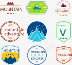 9款彩色登山标签矢量图素材