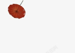 手绘中国风红色小伞素材