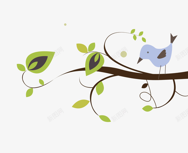 卡通树枝上的小鸟图png免抠素材_88icon https://88icon.com PNG免抠 卡通 可爱的 叶子 场景 小鸟 插图 树枝
