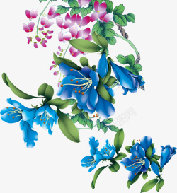 卡通蓝色花朵装饰图案素材