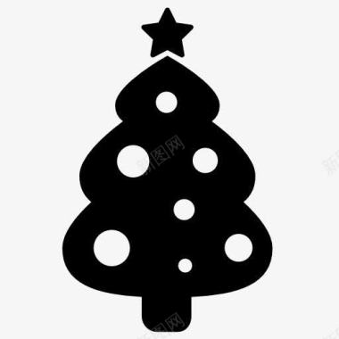 黑色简笔圣诞树剪影图标图标