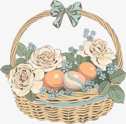 手绘花朵鸡蛋花篮素材