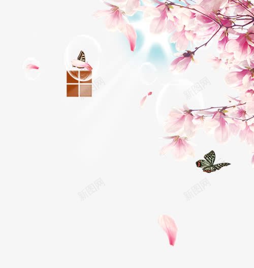 唯美桃花背景png免抠素材_88icon https://88icon.com 唯美桃花背景 花瓣 蝴蝶