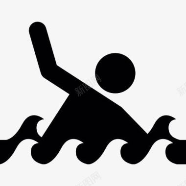 升起游泳运动员在海上升起的手臂图标图标
