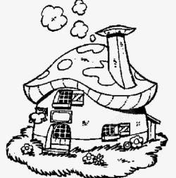 卡通简笔画蘑菇房子素材
