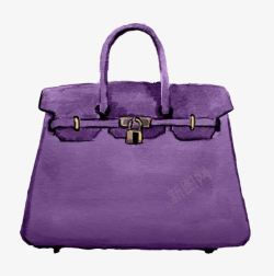 手绘紫色女包手袋素材