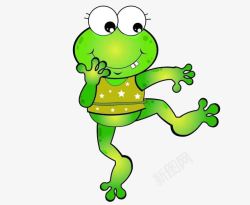 绿色大眼睛青蛙在跳舞素材