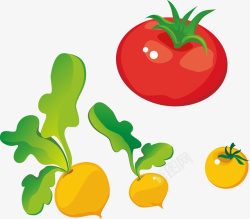 黄色萝卜西红柿蔬菜矢量图素材