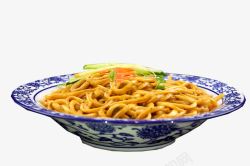 青花瓷碗装炸酱面素材