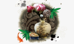 花瓶中国风元素素材