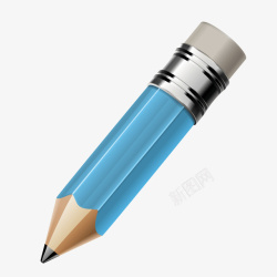 蓝色质感铅笔画笔矢量图素材