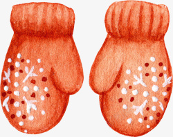 棉手套素材手绘卡通红色圣诞手套高清图片
