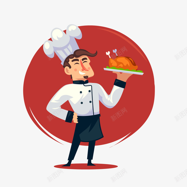 创意端烤鸡料理的男厨师png免抠素材_88icon https://88icon.com 卡通男子 厨师 烤鸡料理 男厨师 背景装饰