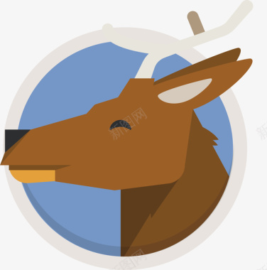 小鹿LOGO动物侧脸矢量图图标图标