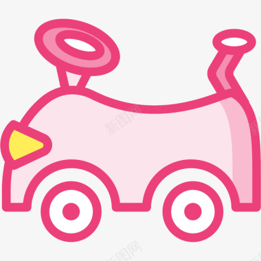 轮子粉色手绘玩具车元素矢量图图标图标