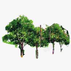 绿色小清新装饰茂密树林装饰图素材