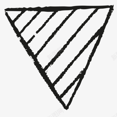 手绘线条倒立三角形图标图标